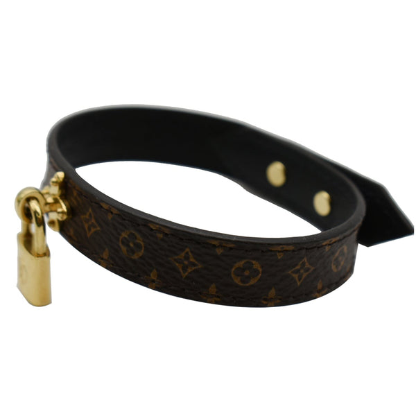 LOUIS VUITTON Lock Monogram Canvas Bracelet Brown Size 19