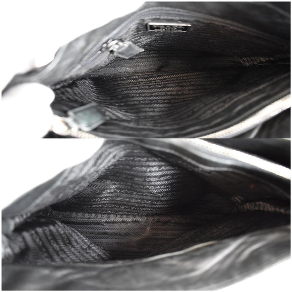 PRADA Nylon Leather Strap Shoulder Bag Black