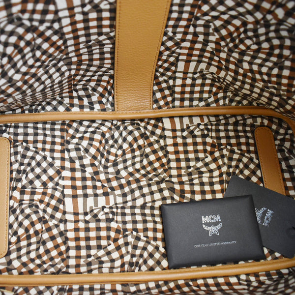 MCM Reversible Liz Medium Visetos Canvas Shopper Tote Bag Cognac