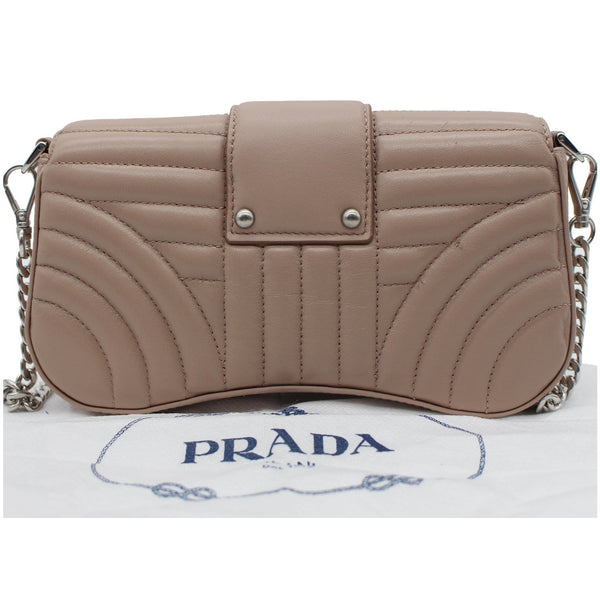 PRADA Mini Sidonie Nappa Diagramme Leather Chain Crossbody Bag Nude