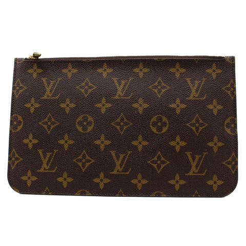 LOUIS VUITTON Neverfull GM Monogram Canvas Pochette Wristlet Pouch Brown