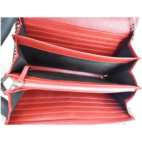 GUCCI Dionysus Mini Leather Crossbody Chain Wallet Red 401231