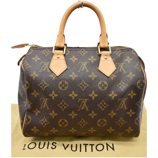 LOUIS VUITTON Speedy 25 Monogram Canvas Satchel Bag Brown