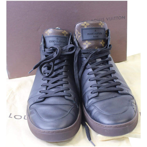 Louis Vuitton Line Up Monogram High Top Sneakers Black leather
