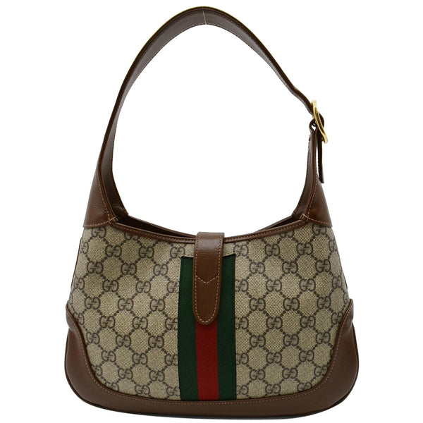 GUCCI Jackie 1961 Small GG Supreme Canvas Leather Hobo Bag Beige 636706