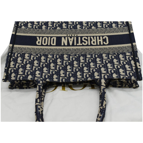 CHRISTIAN DIOR Book Medium Oblique Embroidery Tote Bag Blue