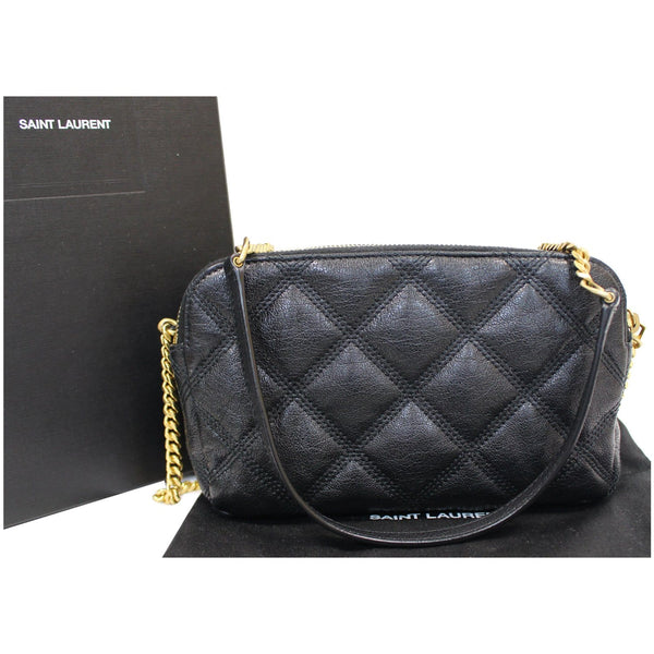 YVES SAINT LAURENT Becky Double Zip Lambskin Leather Crossbody Bag Black
