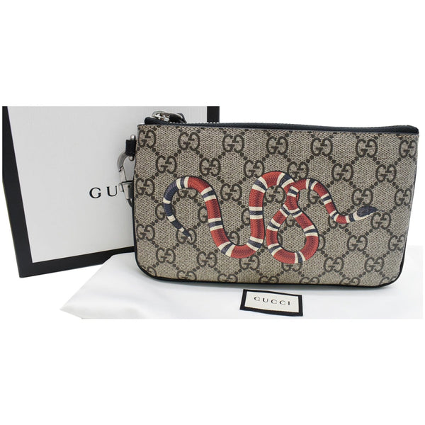 Gucci Kingsnake Print Canvas Pouch Wristlet for women