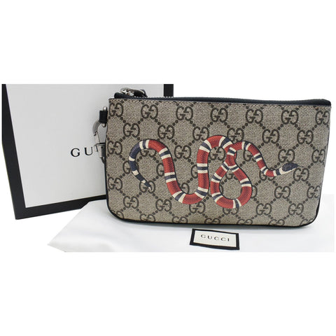 Gucci Kingsnake Print Canvas Pouch Wristlet for women