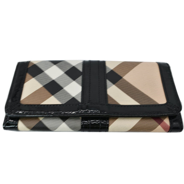 BURBERRY House Check Patent Leather Continental Wallet Black