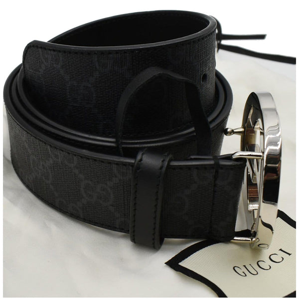 GUCCI Interlocking G Buckle GG Supreme Canvas Belt Black 411924