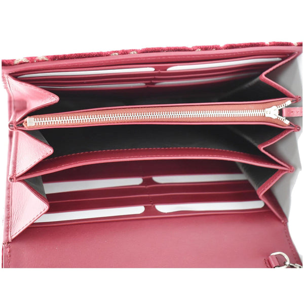 GUCCI Dionysus Mini Velvet GG Monogram Chain Wallet Red 401231