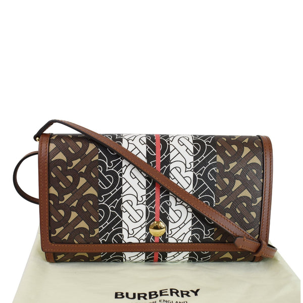 BURBERRY Monogram Stripe E-canvas Strap Wallet Brown