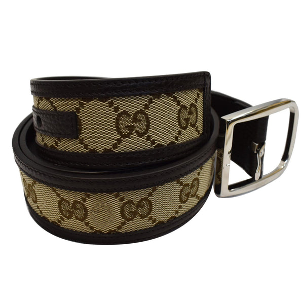 Gucci GG Canvas Leather Belt Beige/Brown - preowned
