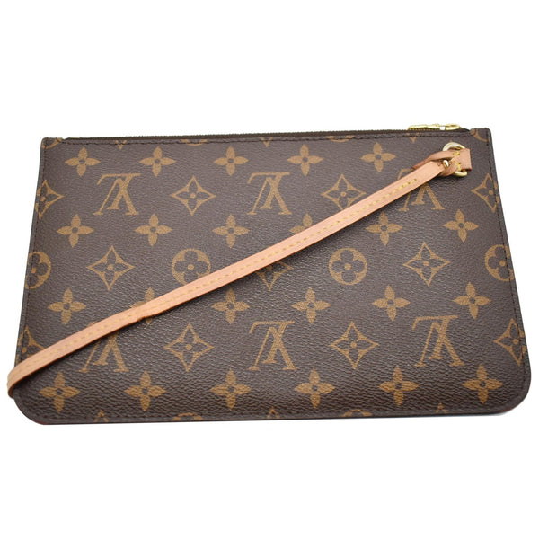 LOUIS VUITTON Neverfull MM Monogram Canvas Pochette Wristlet Pouch Brown