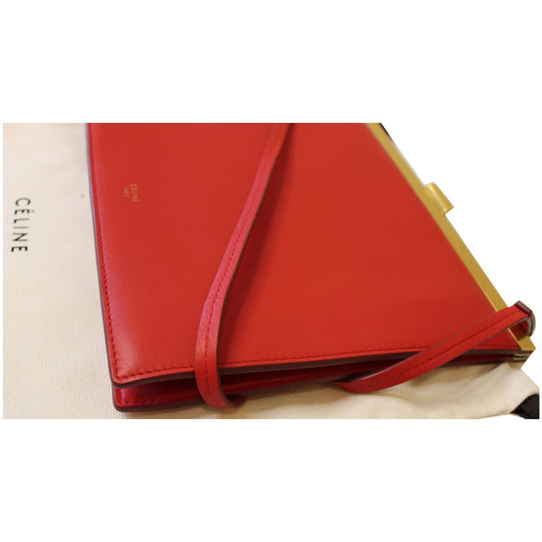 CELINE Mini Clasp Smooth Calfskin Leather Crossbody Bag Red