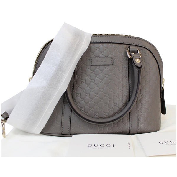 GUCCI Mini Dome Micro Guccissima Leather Shoulder Bag Grey 449654