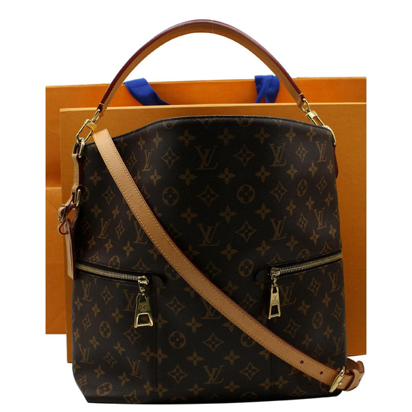 LOUIS VUITTON Melie Monogram Canvas Hobo Bag Brown