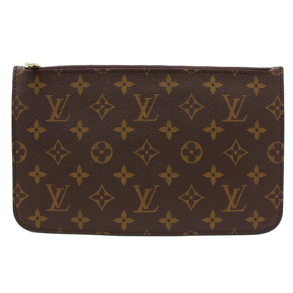 LOUIS VUITTON Neverfull Monogram Canvas Pochette Wristlet Pouch Brown