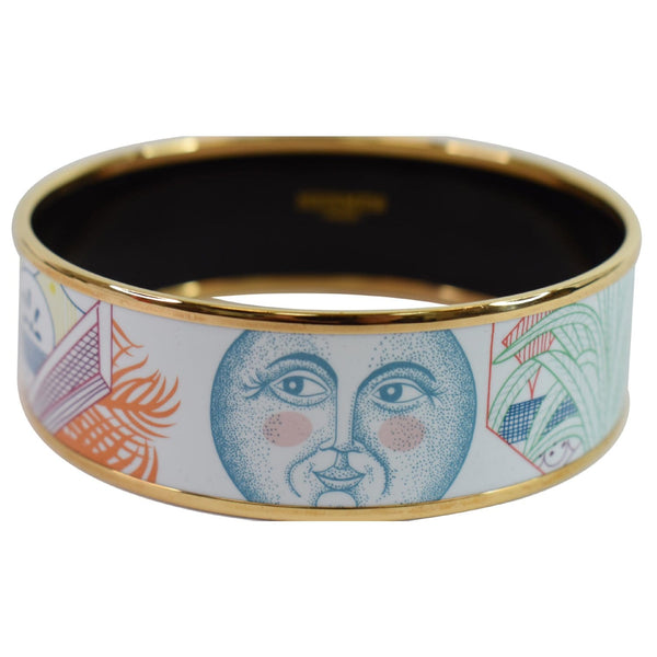 HERMES Face Bangle Enamel Bracelet Multicolor