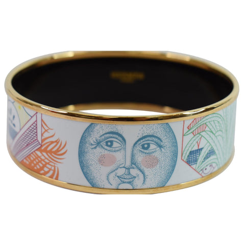 HERMES Face Bangle Enamel Bracelet Multicolor