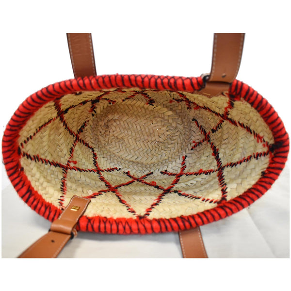 LOEWE Animals Basket Small Straw Tote Bag Red