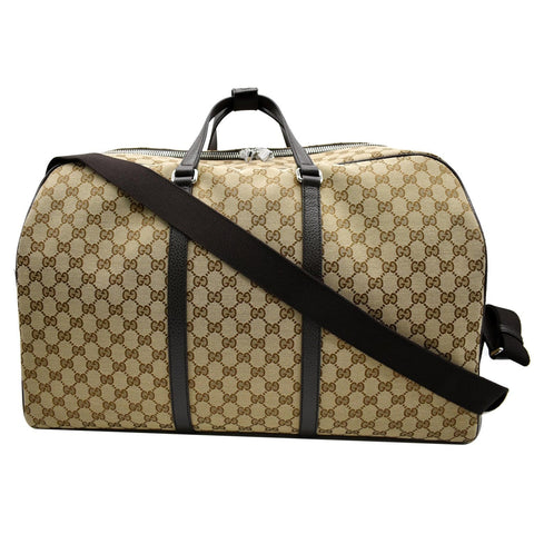 GUCCI Boston GG Monogram Canvas Duffel Travel Bag Beige 610105