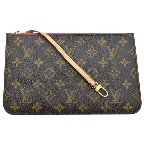 LOUIS VUITTON Neverfull MM Monogram Canvas Pochette Wristlet Pouch Brown
