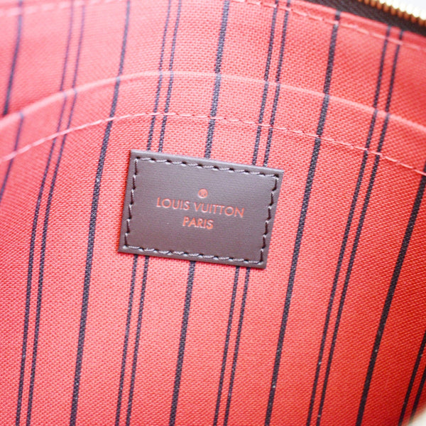 LOUIS VUITTON Neverfull MM Damier Ebene Pochette Wristlet Pouch Brown