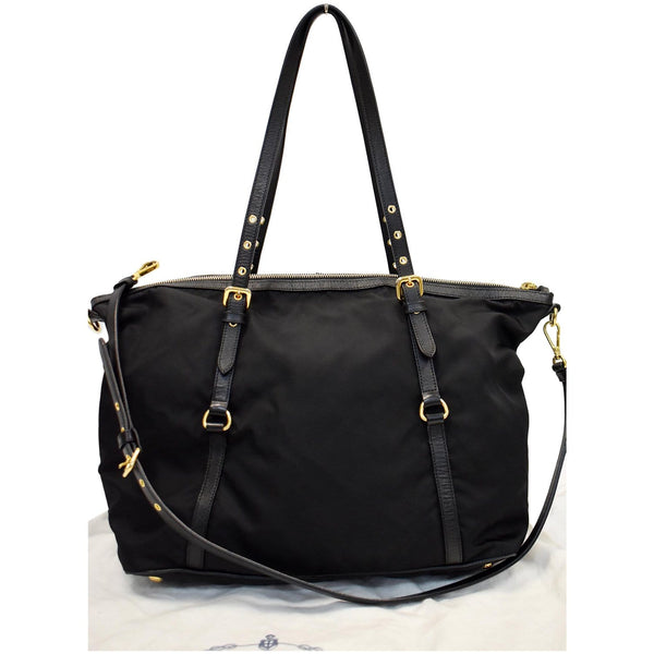 PRADA Tessuto Saffiano Nylon Tote Shoulder Bag Black