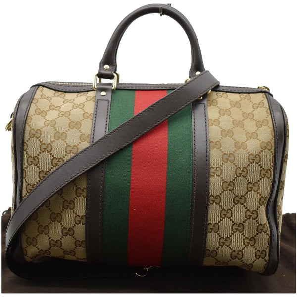 GUCCI Vintage Web Original GG Boston Satchel Bag Beige 247205