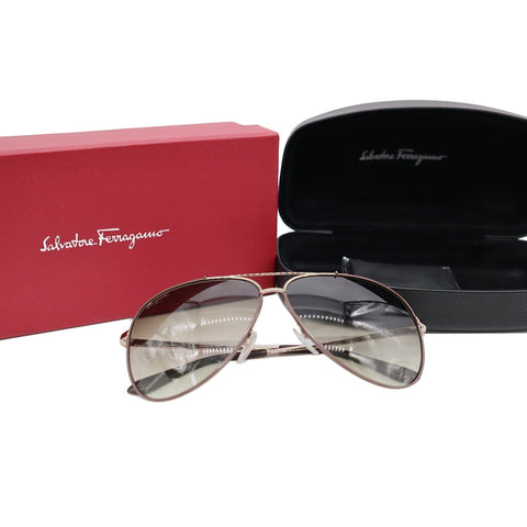SALVATORE FERRAGAMO SF131S 211 60 Shiny Brown Sunglasses Brown Lens