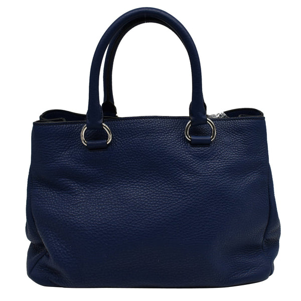 PRADA Vitello Daino Pebbled Leather Tote Bag Blue