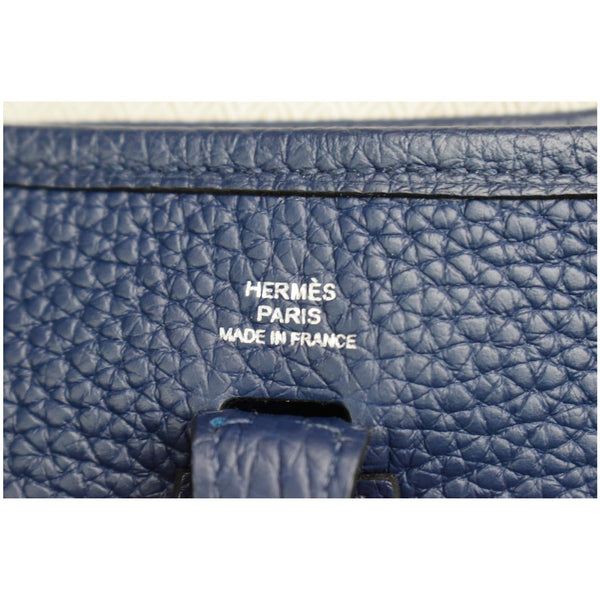 HERMES Evelyne TPM Clemence Leather Crossbody Bag Blue