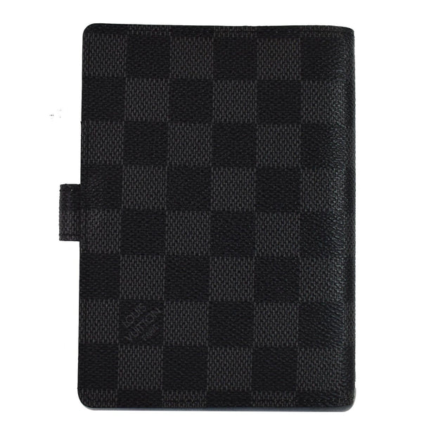 LOUIS VUITTON Damier Graphite I Rue Scribe Small Ring Agenda Cover Black
