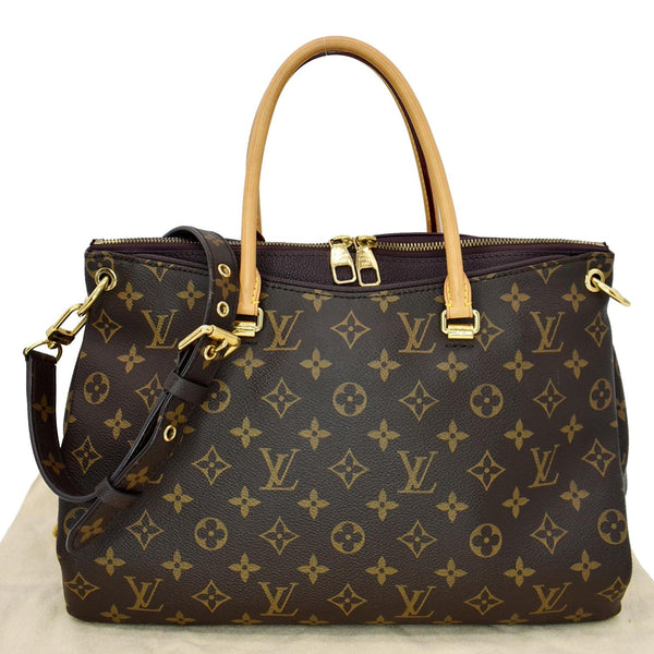 LOUIS VUITTON Pallas Monogram Canvas Satchel Bag Brown