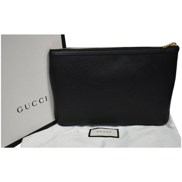 GUCCI Large Ophidia GG Leather Pouch Clutch Bag Black 517551