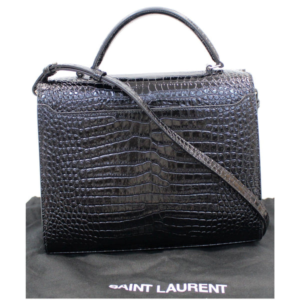 YVES SAINT LAURENT Cassandra Top Handle Embossed Shoulder Bag Black