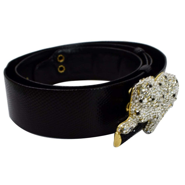 Judith Leiber Crystal Encrusted Leather Belt black