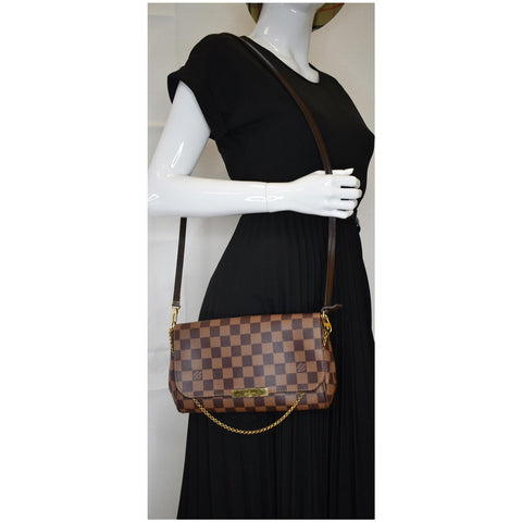 LOUIS VUITTON Favorite MM Damier Ebene Crossbody Bag Brown