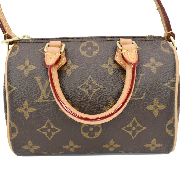 LOUIS VUITTON Nano Speedy Monogram Canvas Crossbody Bag Brown