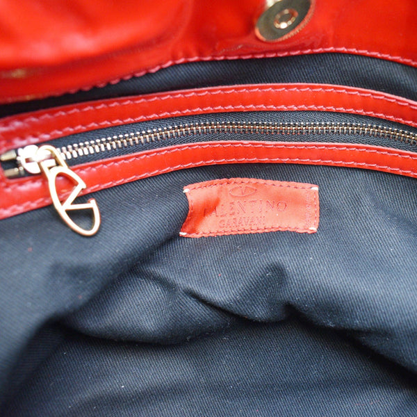 VALENTINO Nuage Bow Patent Leather Tote Bag Red