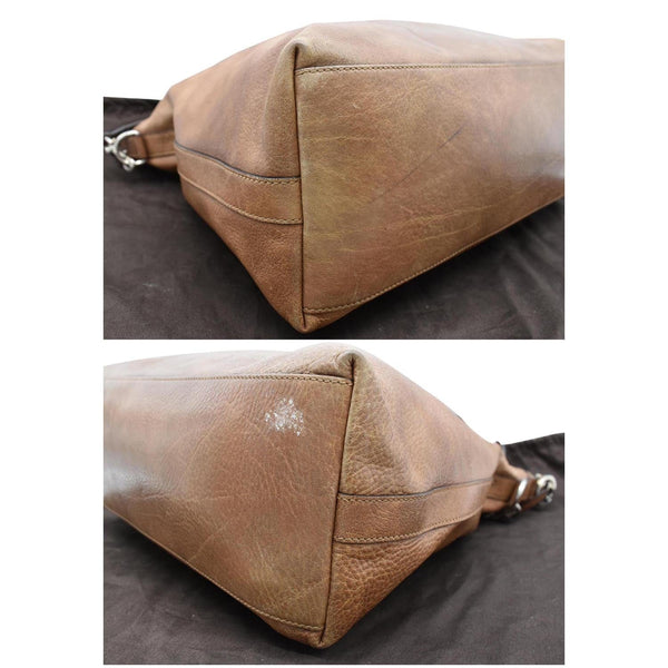 GUCCI Miss GG Pebbled Leather Hobo Bag Brown 323676