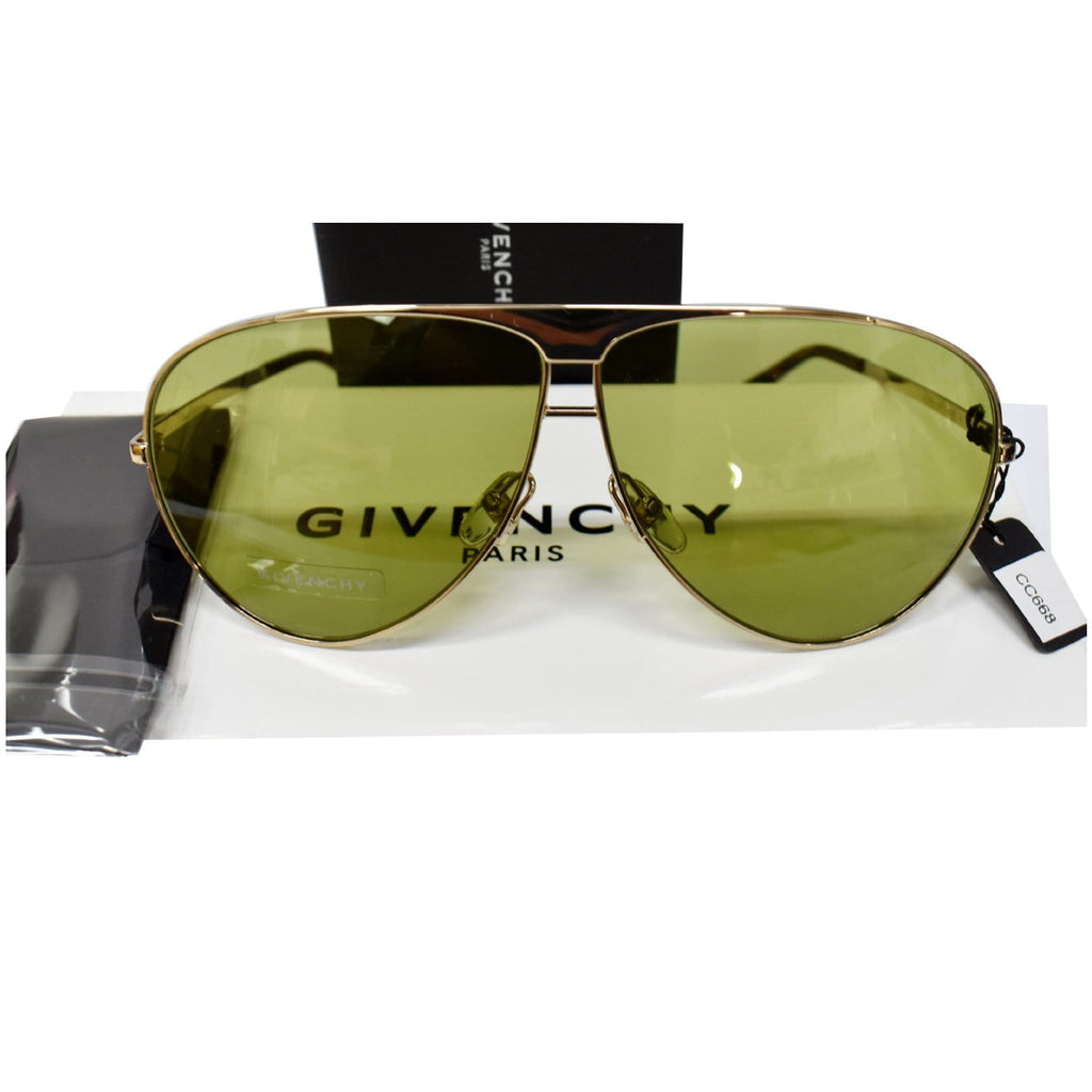 Givenchy GV 7128/S PEF Aviator Unisex Gold Sunglasses Green Lens display picture 2