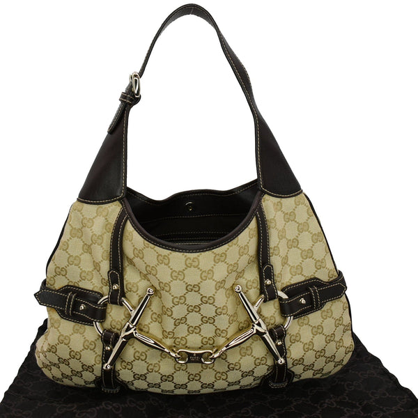 Gucci 85th Anniversary Horsebit GG Canvas Hobo Bag Beige