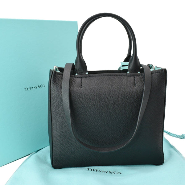 TIFFANY & CO Micro Grain Calfskin Leather Tote Bag Black