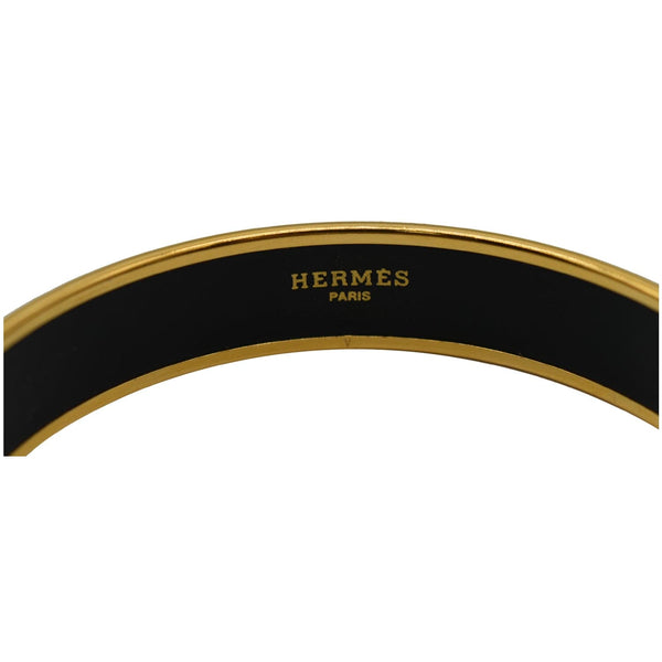 Preowned Hermes Enamel Printed Bangle Bracelet Golden