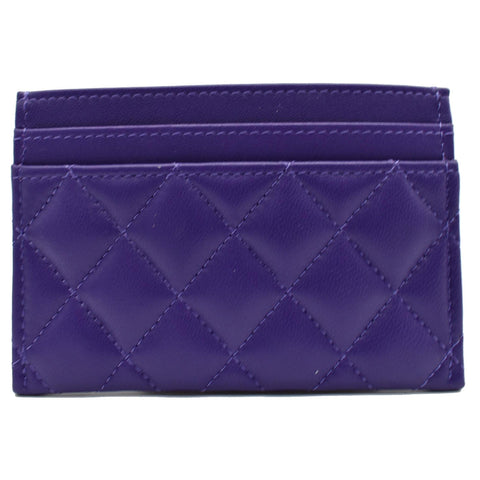 CHANEL Boy Leather Card Holder Purple