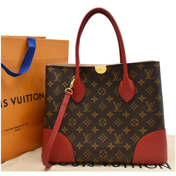LOUIS VUITTON Flandrin Monogram Canvas Tote Shoulder Bag Red