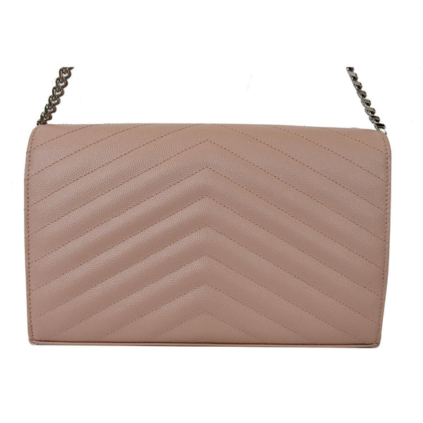 YVES SAINT LAURENT Monogram Grain De Poudre Chain Wallet Rose Pink